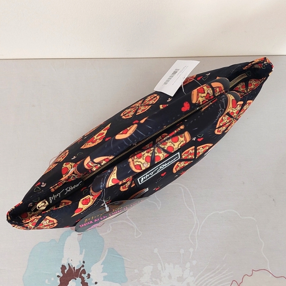 New Betsey Johnson Pizza Print Lunch Tote Bag - Picture 9 of 16